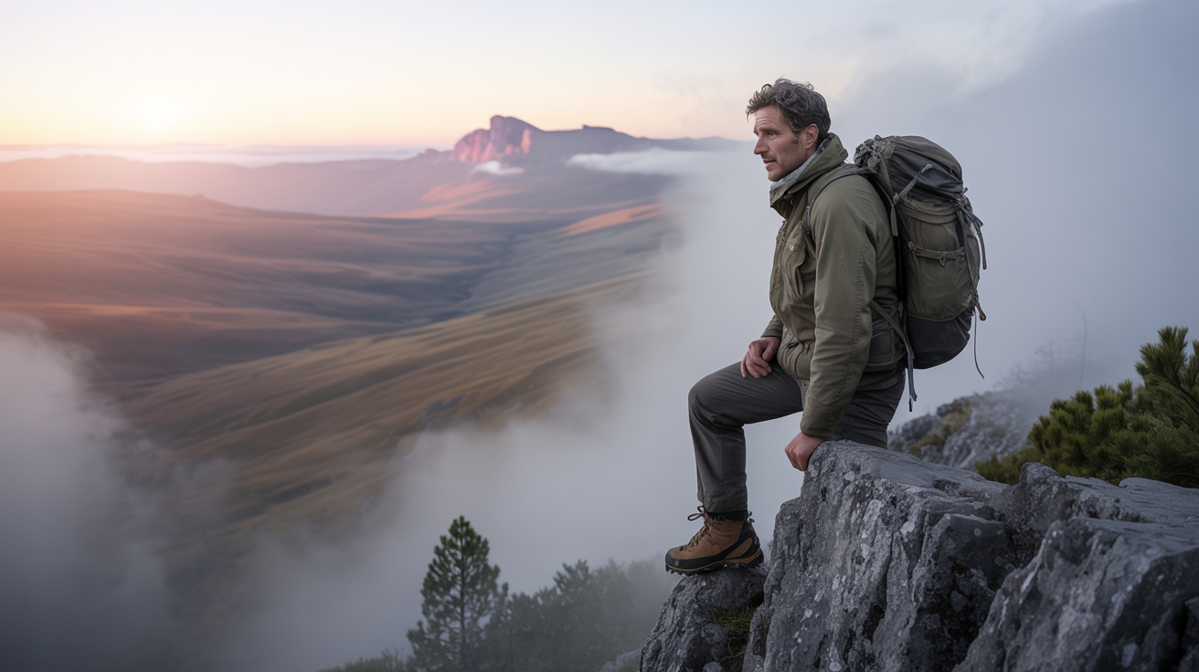 Alpinista alcanzando una cumbre nevada, simbolizando el crecimiento personal, superación y el viaje hacia el bienestar mental